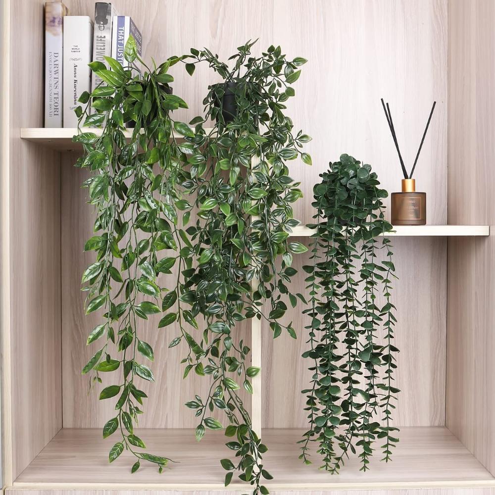 Artificial Hanging Plants with - Pilea Peperomioides ulasan dan harga