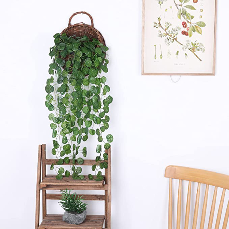 Artificial Basket Rattan Hangi - Pilea Peperomioides ulasan dan harga