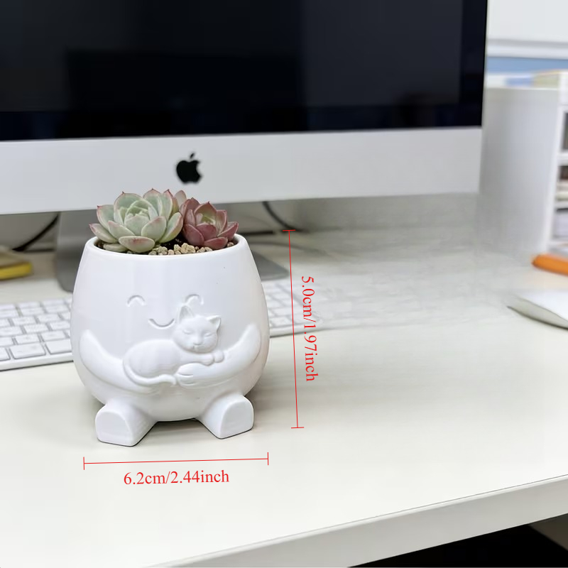 3D Printed Cat Flowerpot Decor - Echeveria Succulent ulasan dan harga