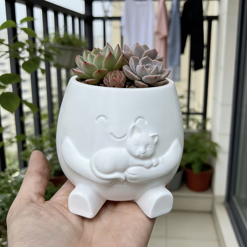 3D Printed Cat Flowerpot Decor - Echeveria Succulent ulasan dan harga